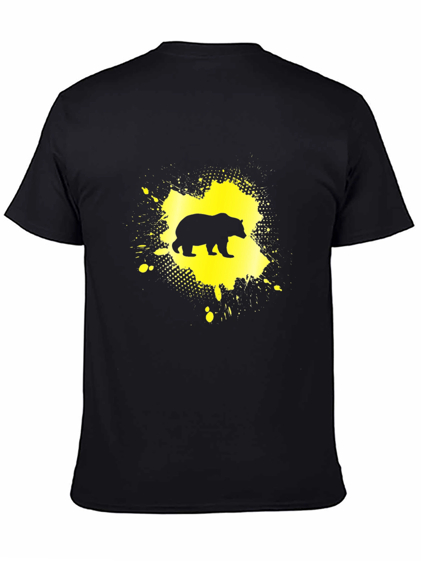 Bear Silhouette Graphic Tee - Black Cotton Blend Shirt