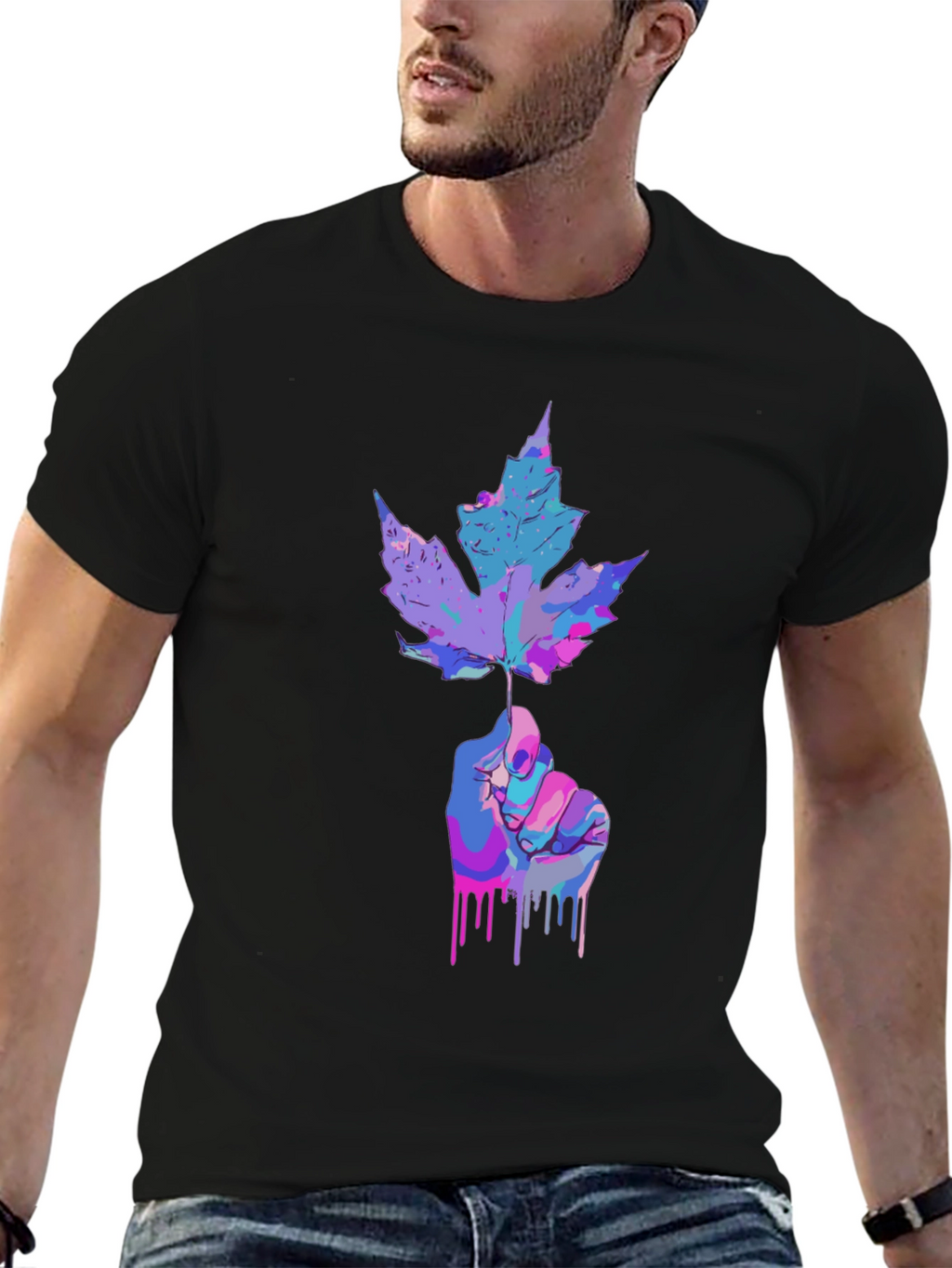 Artistic Maple Leaf Graphic T-Shirt