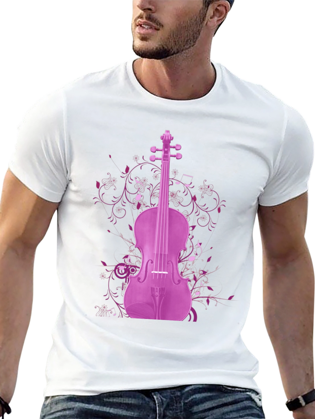 Musical Violin Graphic Tee - Black