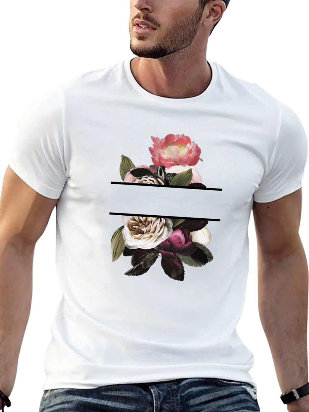 Floral Graphic Tee - Stylish Black T-Shirt