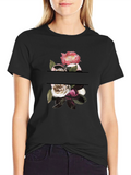 Floral Graphic Tee - Stylish Black T-Shirt