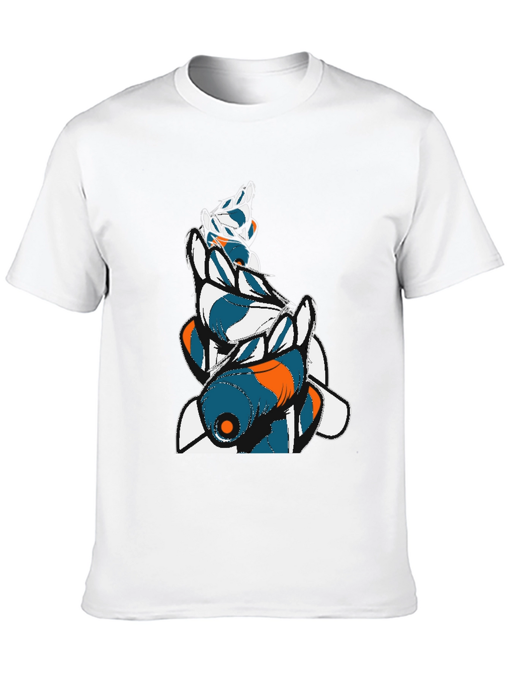 Abstract Fish Graphic Mens Black Tee