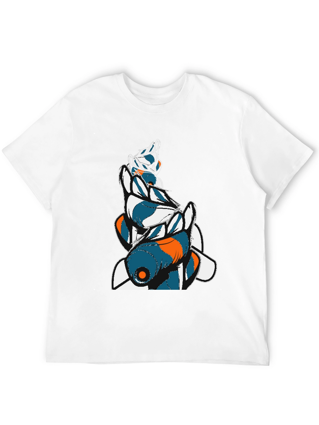 Abstract Fish Graphic Mens Black Tee