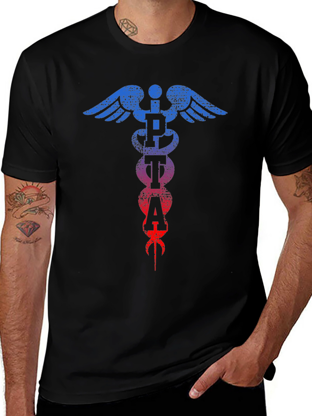Distressed PETA Caduceus T-Shirt