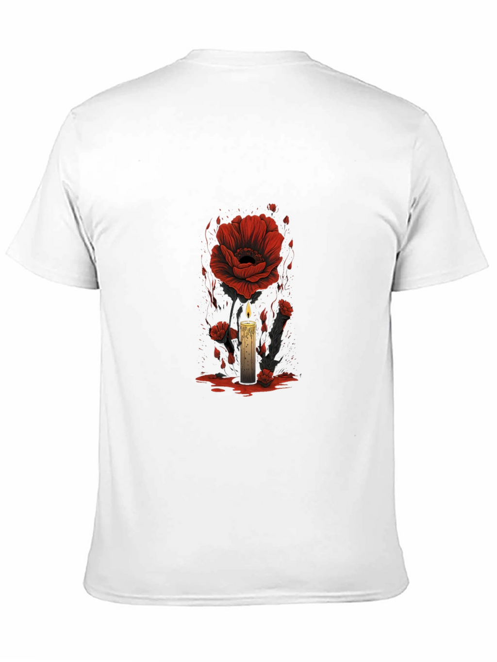 Floral Candle Graphic Tee - Dark Aesthetic T-Shirt