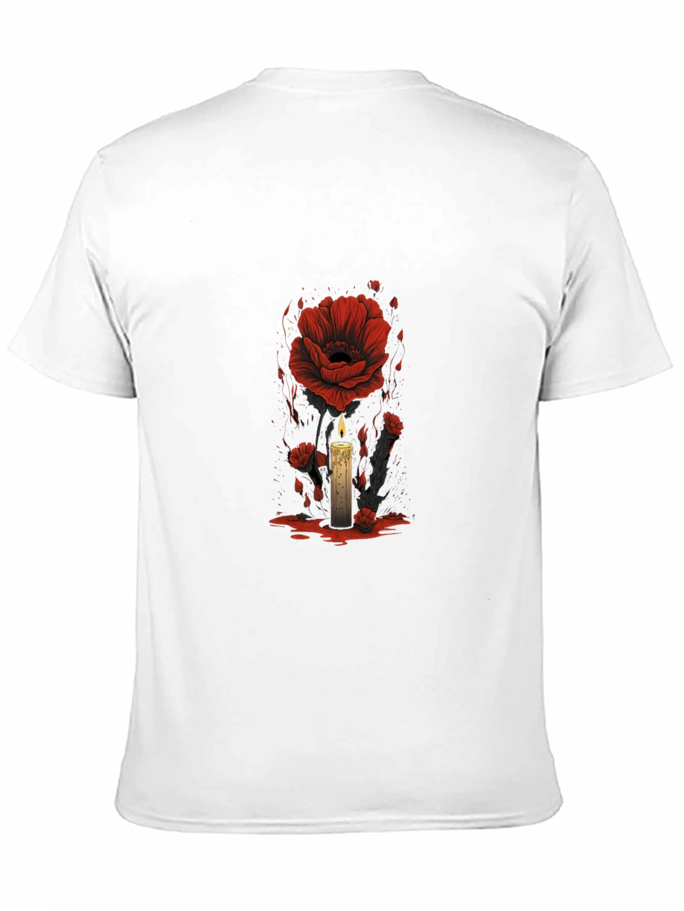 Floral Candle Graphic Tee - Dark Aesthetic T-Shirt