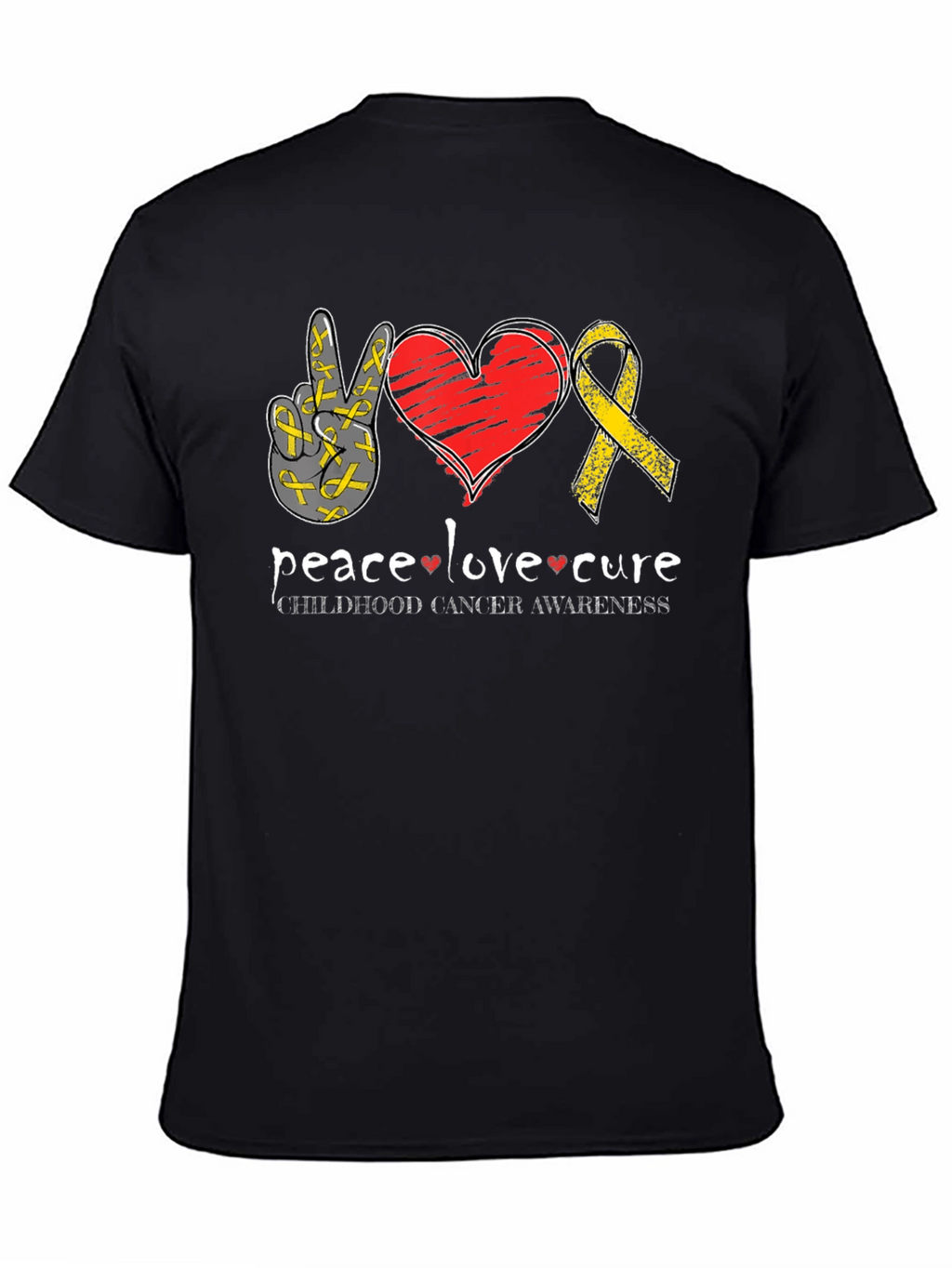 Peace Love Cure Childhood Cancer Awareness T-Shirt