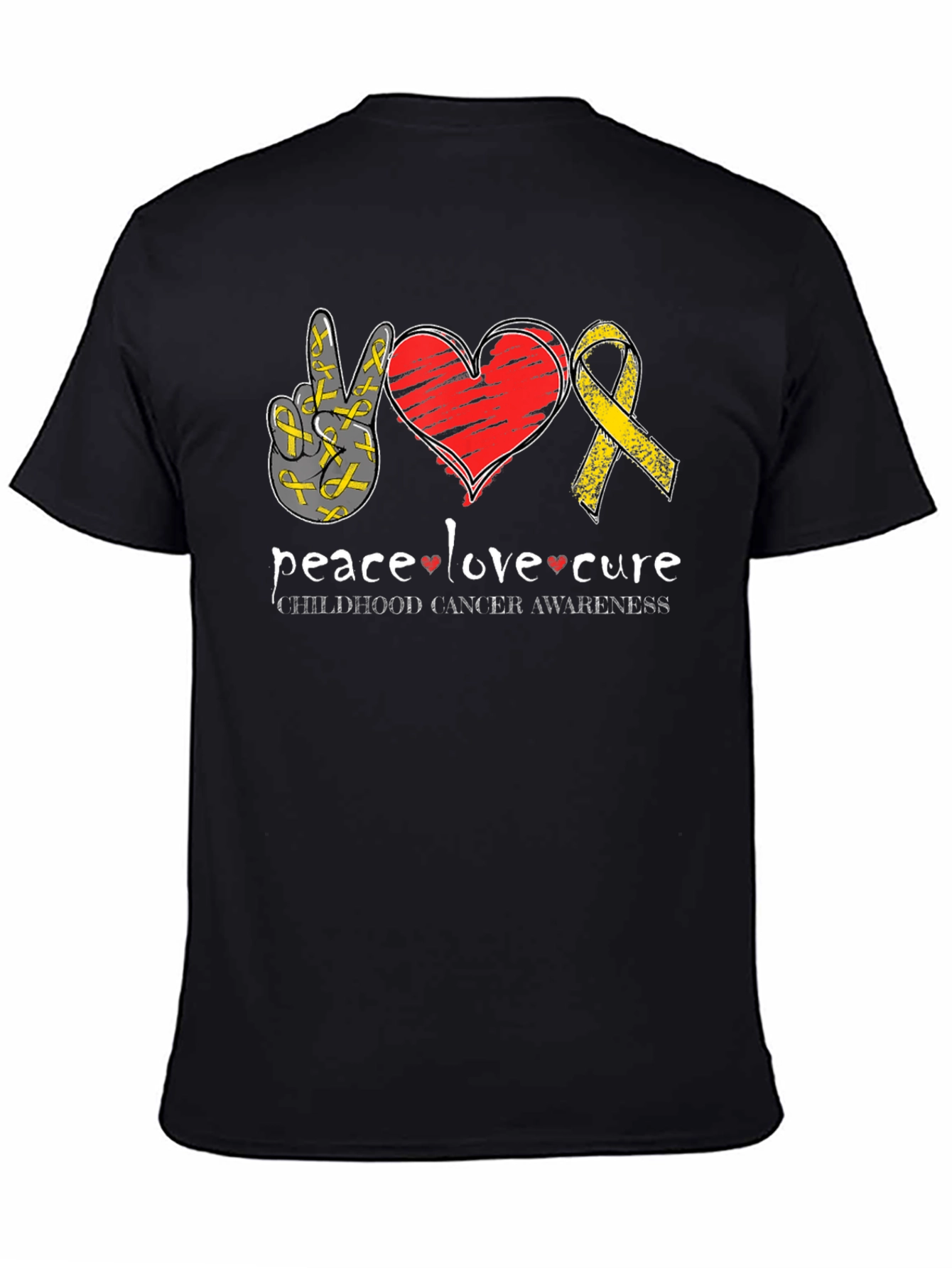 Peace Love Cure Childhood Cancer Awareness T-Shirt