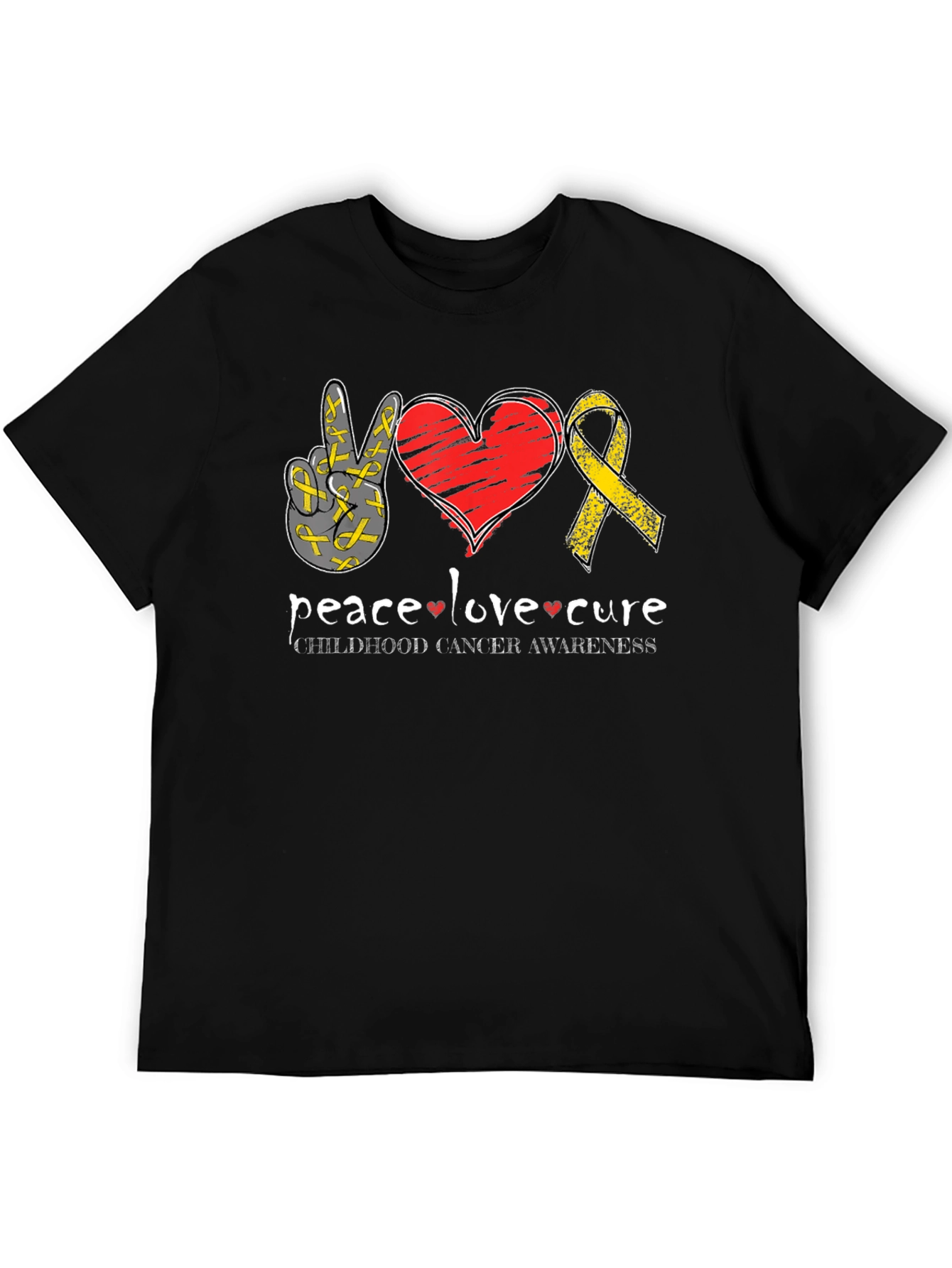 Peace Love Cure Childhood Cancer Awareness T-Shirt