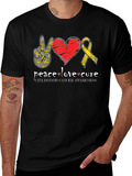 Peace Love Cure Childhood Cancer Awareness T-Shirt
