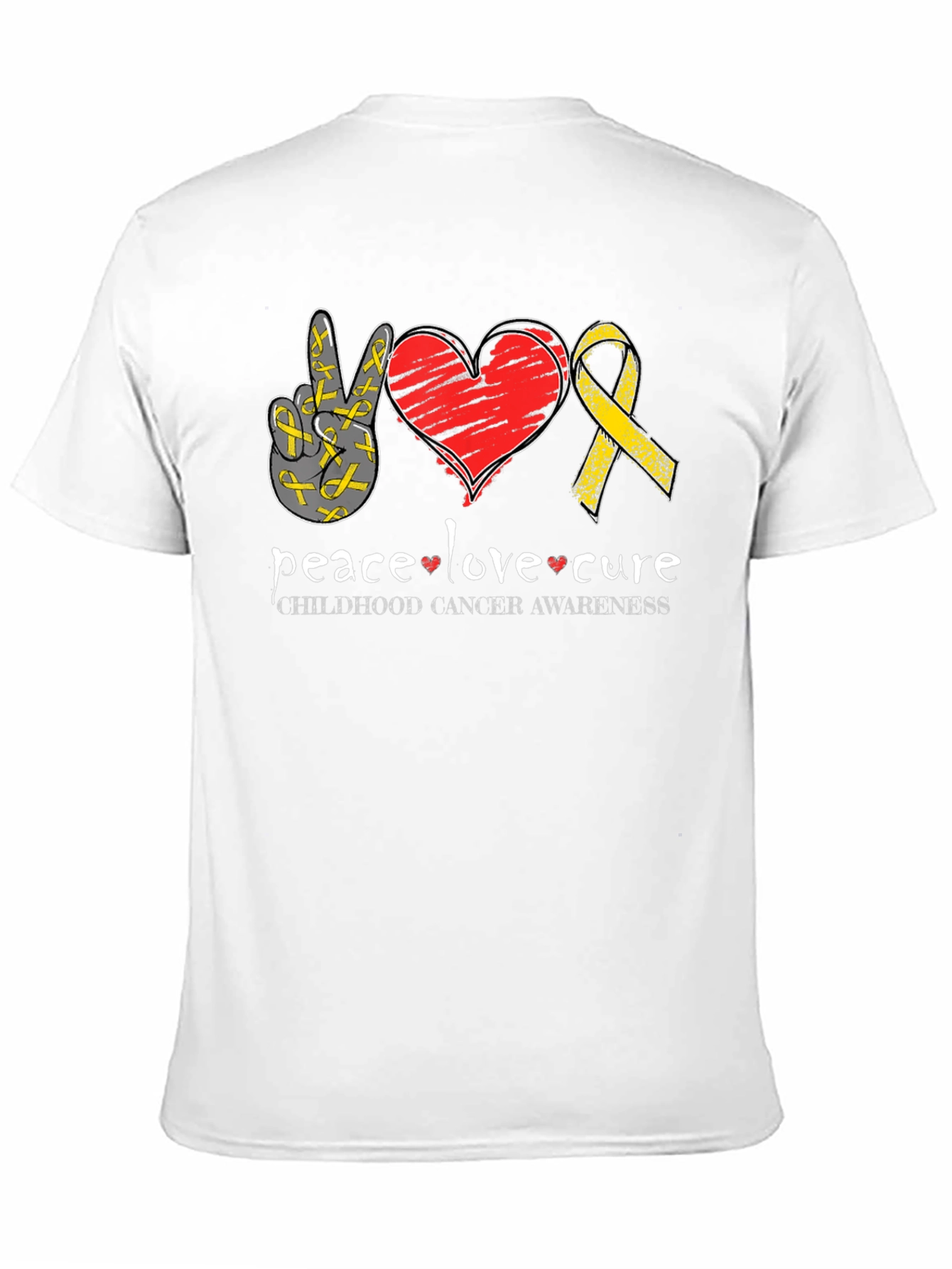 Peace Love Cure Childhood Cancer Awareness T-Shirt