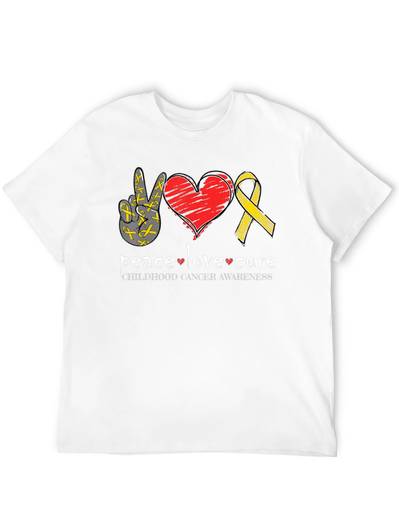 Peace Love Cure Childhood Cancer Awareness T-Shirt