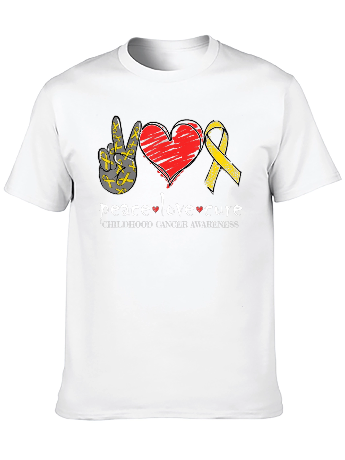 Peace Love Cure Childhood Cancer Awareness T-Shirt