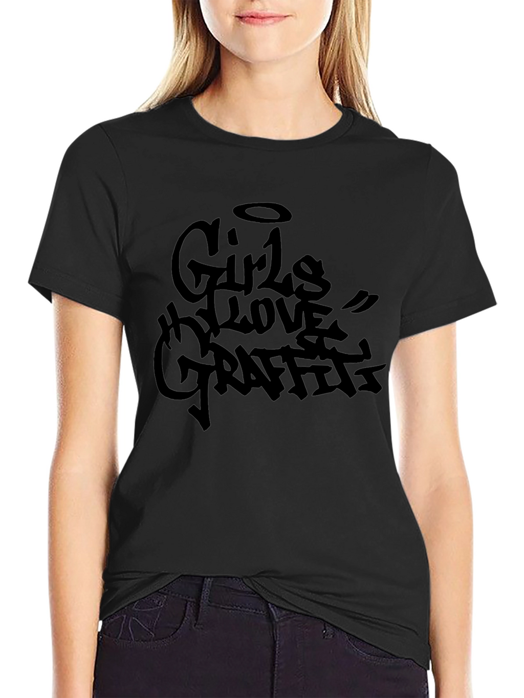 Girls Love Graffiti Black T-Shirt