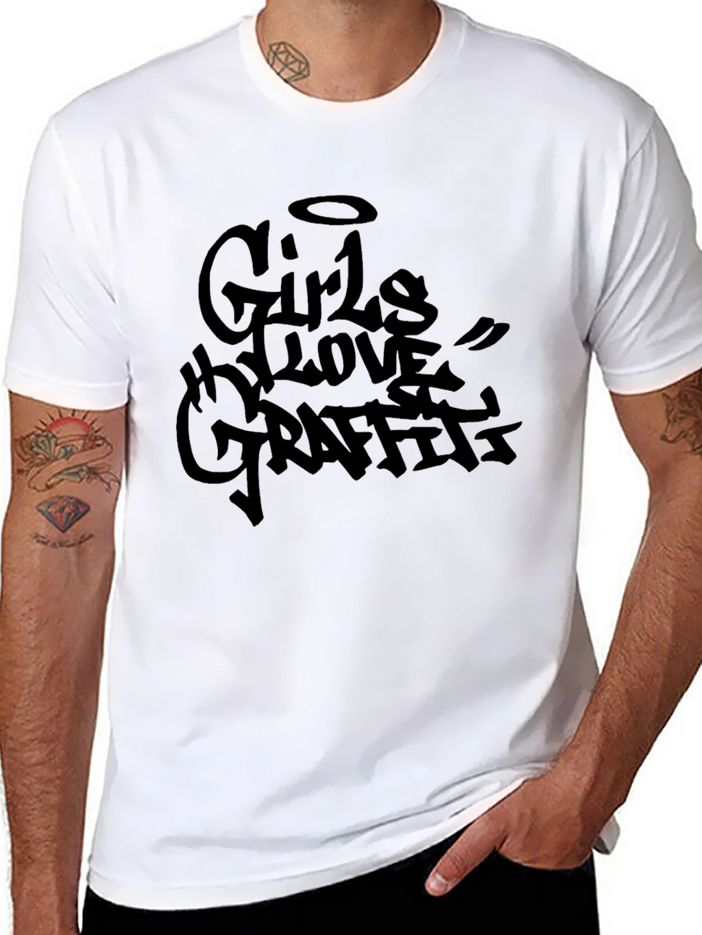Girls Love Graffiti Black T-Shirt