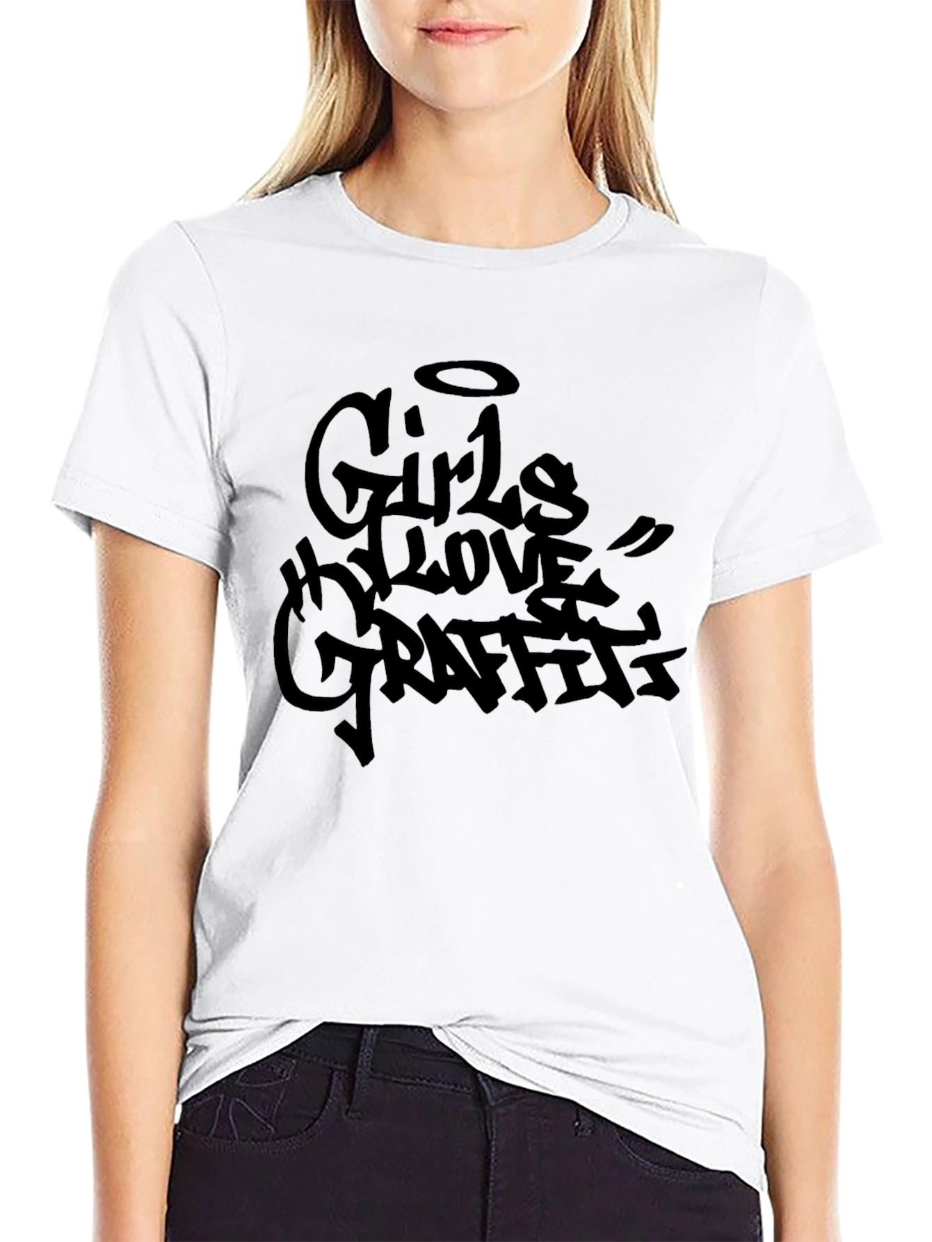 Girls Love Graffiti Black T-Shirt