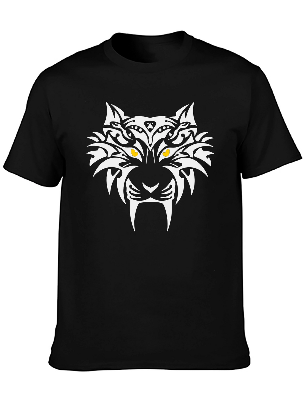 Black T-Shirt with Tribal Tiger Graphic
