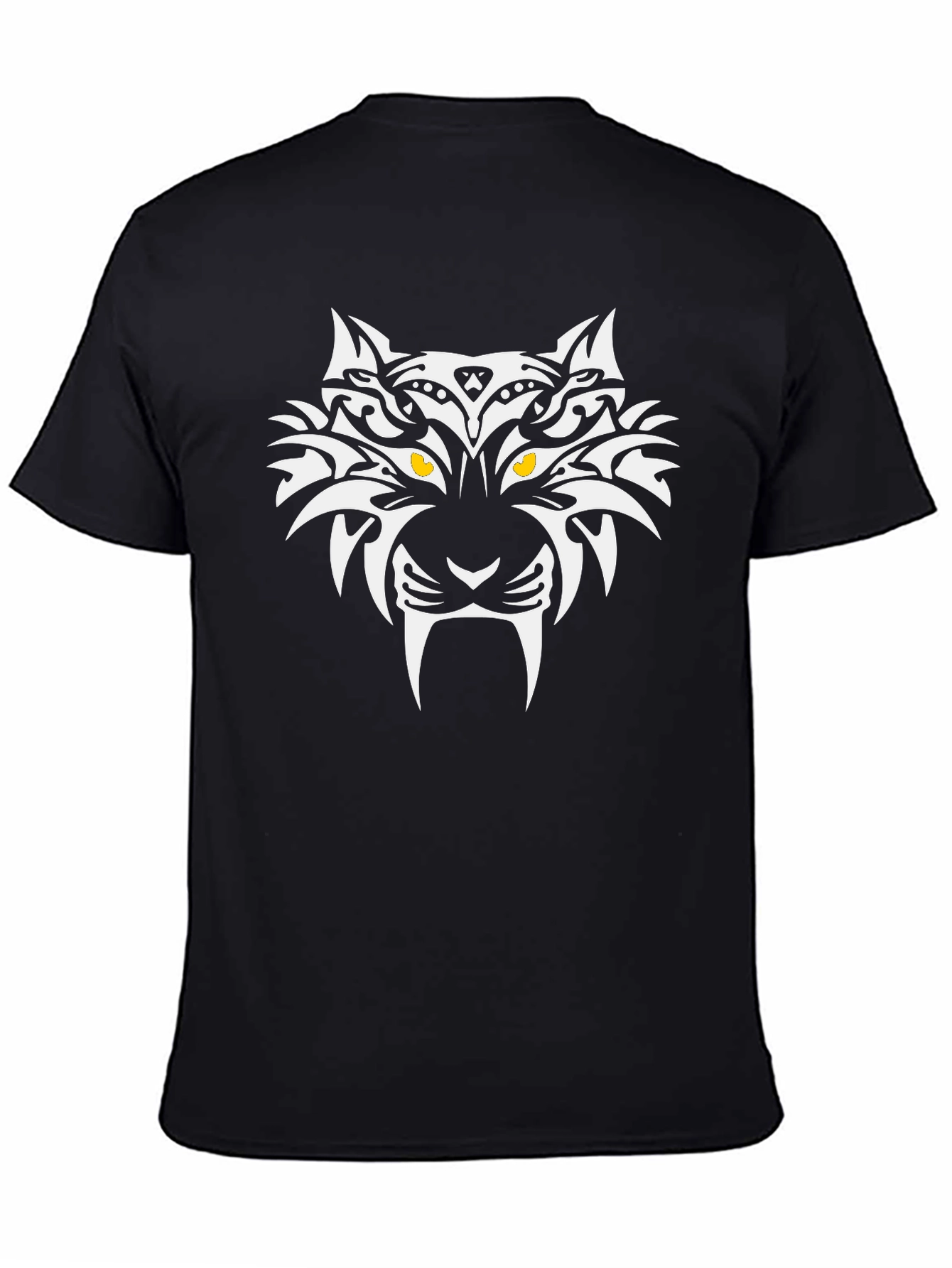 Black T-Shirt with Tribal Tiger Graphic