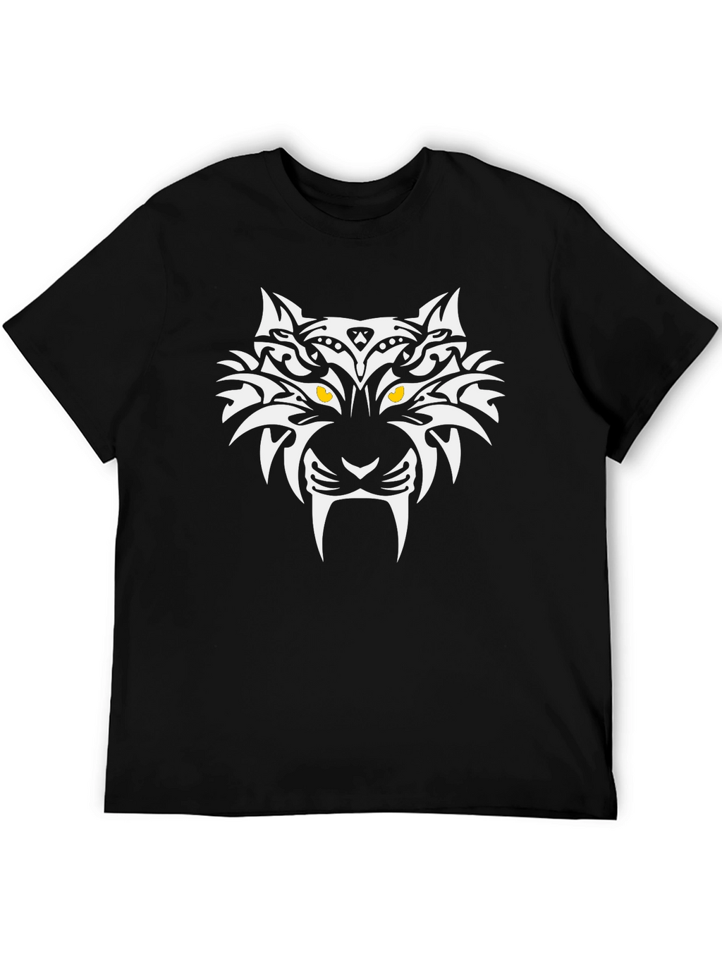 Black T-Shirt with Tribal Tiger Graphic