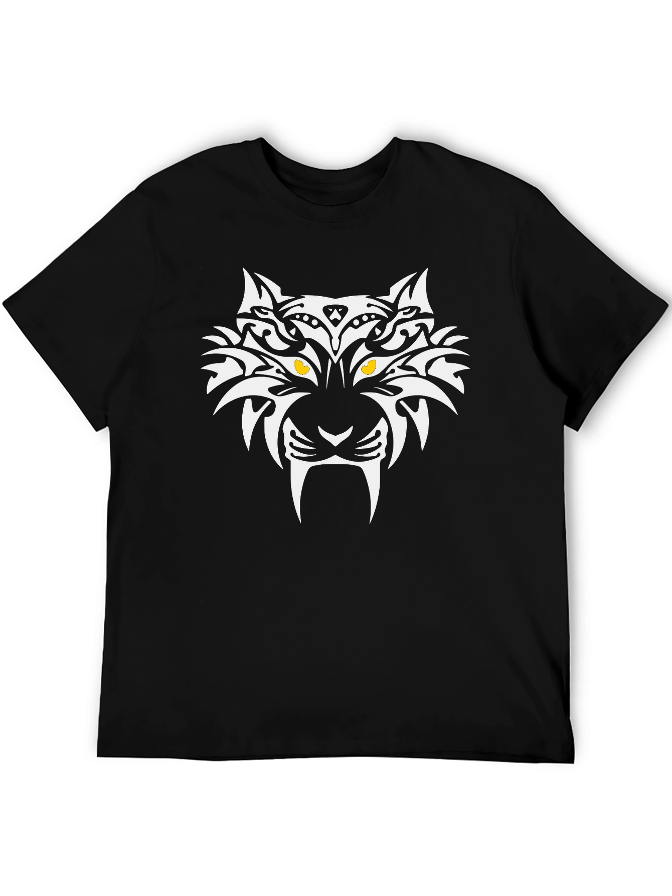 Black T-Shirt with Tribal Tiger Graphic