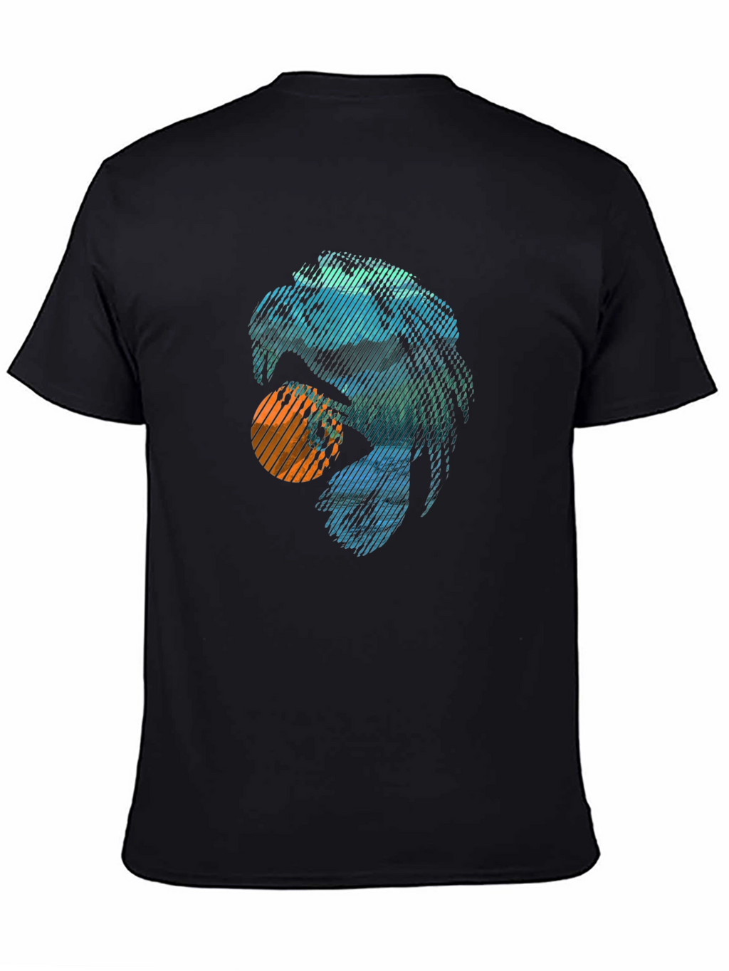Abstract Eagle Graphic Tee - Trendy Casual Black T-Shirt