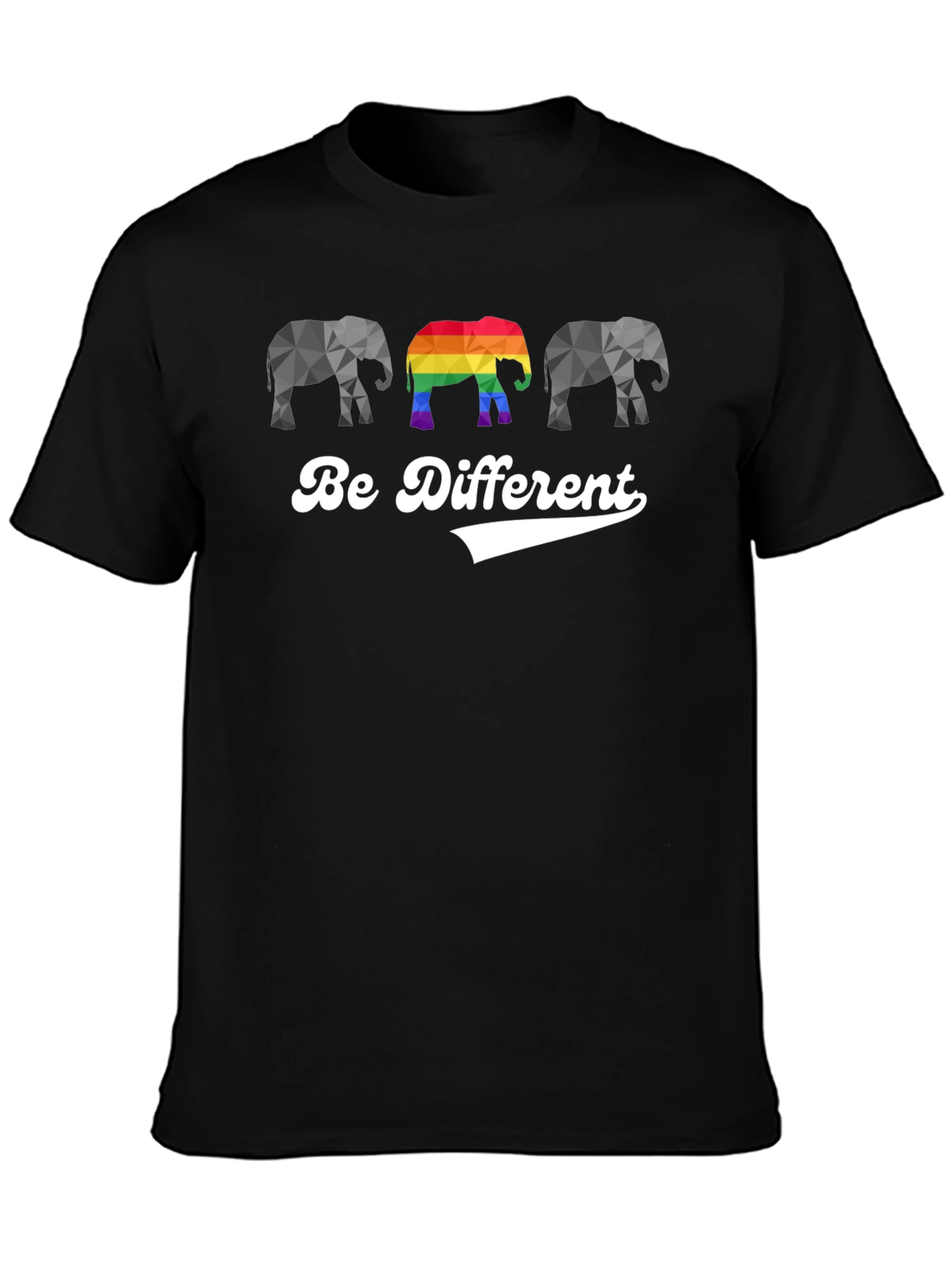 Be Different Elephant Graphic Tee - Black Cotton T-Shirt