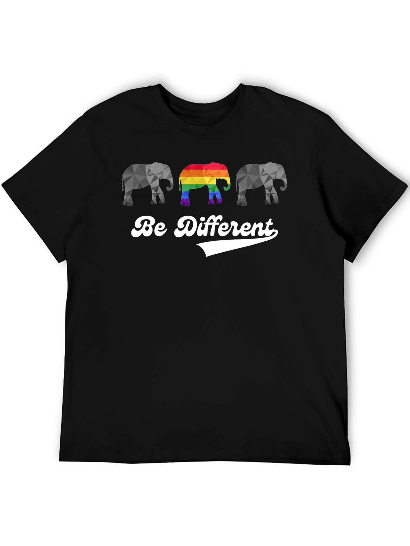 Be Different Elephant Graphic Tee - Black Cotton T-Shirt