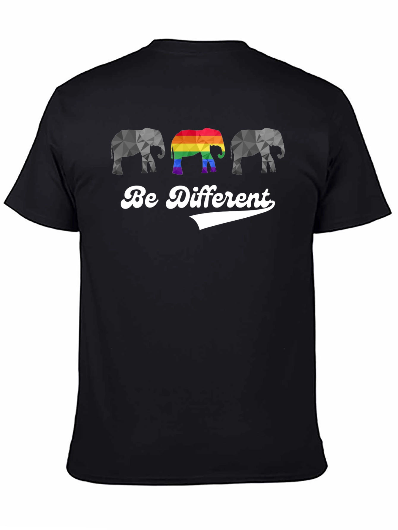 Be Different Elephant Graphic Tee - Black Cotton T-Shirt