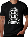 Black T-Shirt with Spark Plug Graphic