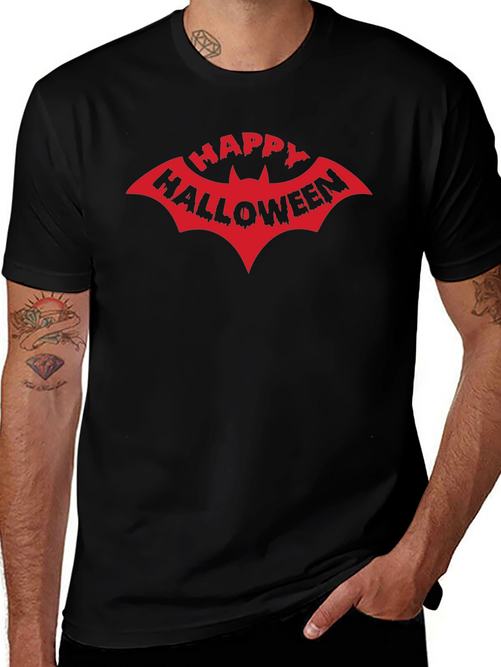 Happy Halloween Bat Graphic T-Shirt