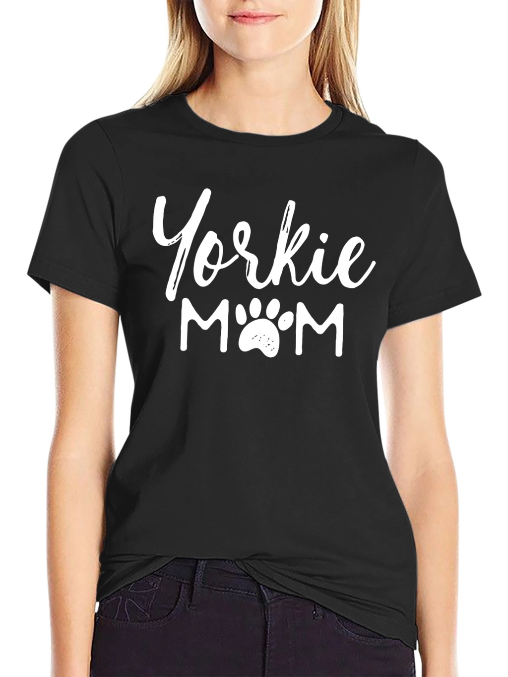 Yorkie Mom T-Shirt - Dog Paw Print Design