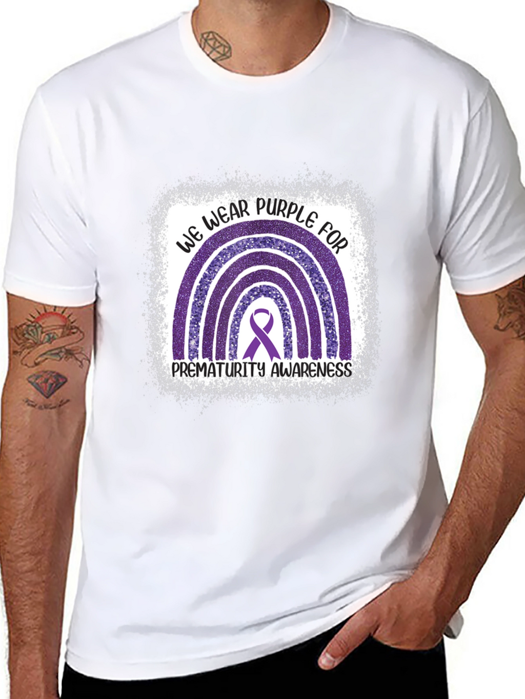Prematurity Awareness Purple Rainbow T-Shirt
