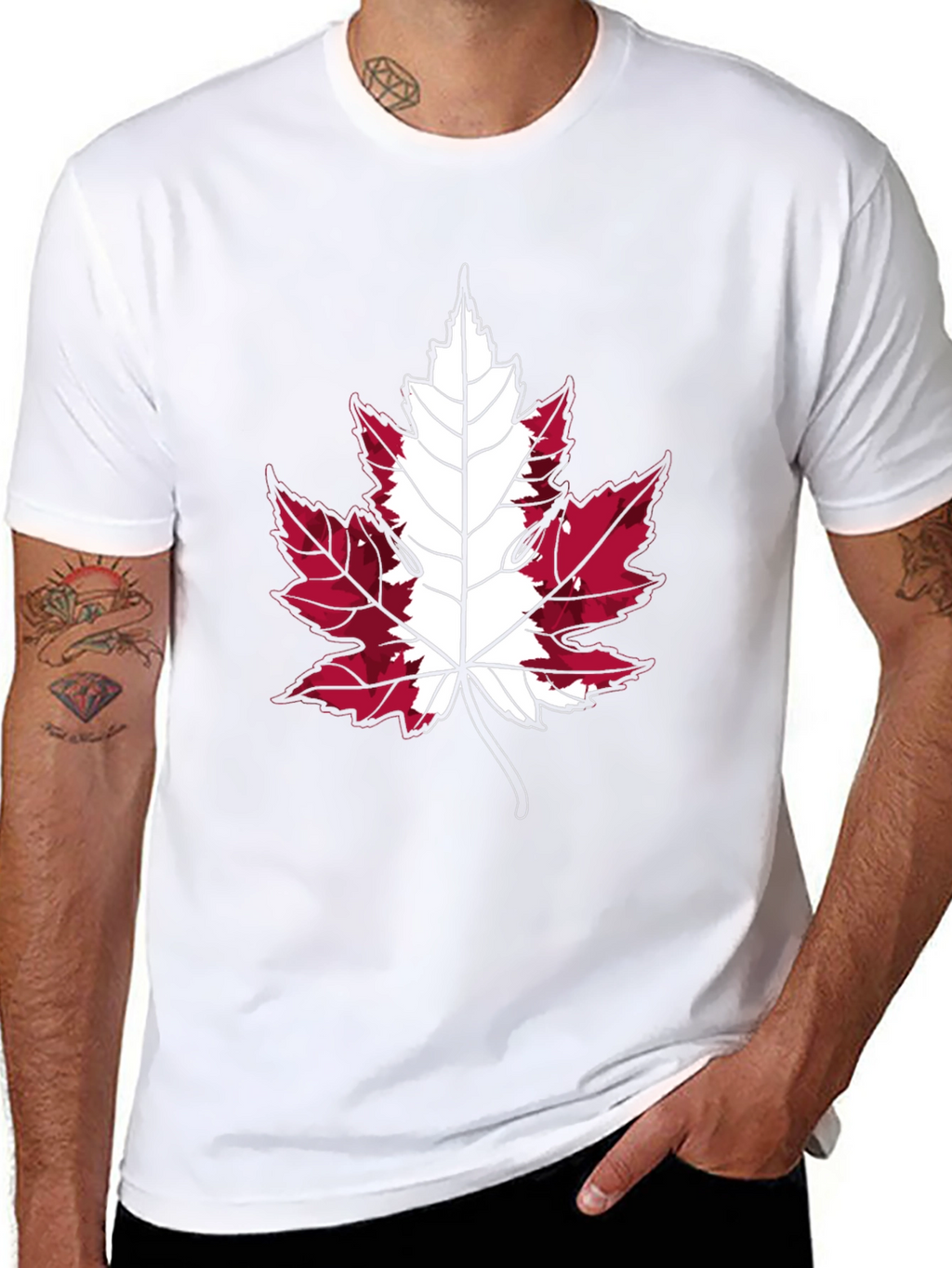 Canada Flag Maple Leaf T-Shirt - Black