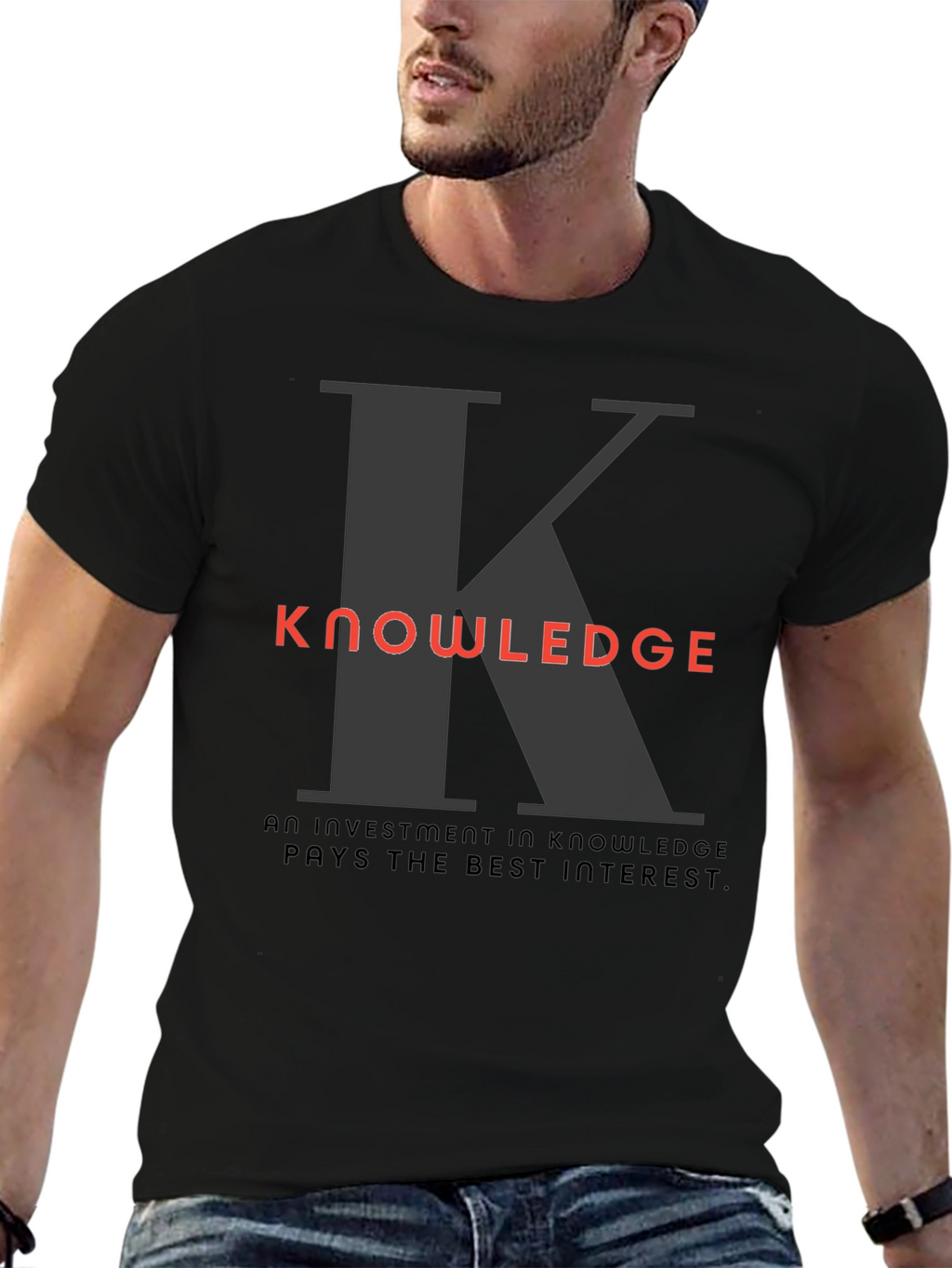 Knowledge Investment Black Graphic Tee