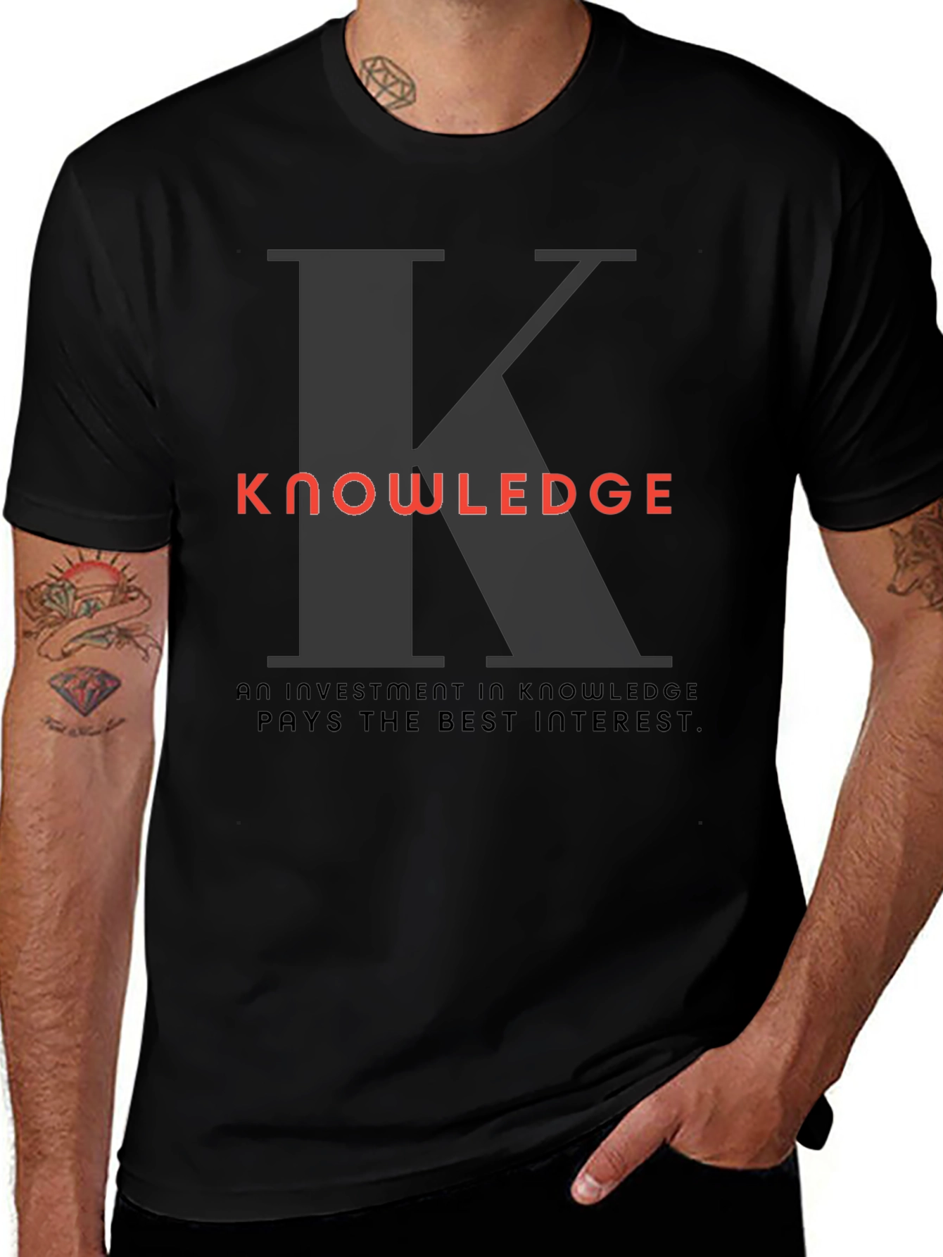 Knowledge Investment Black Graphic Tee