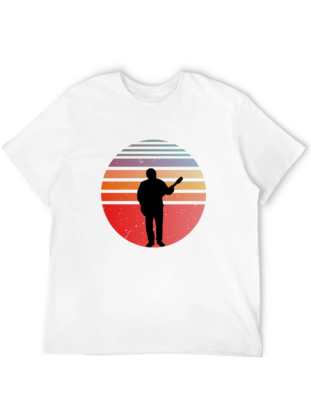Retro Sunset Guitarist Black T-Shirt