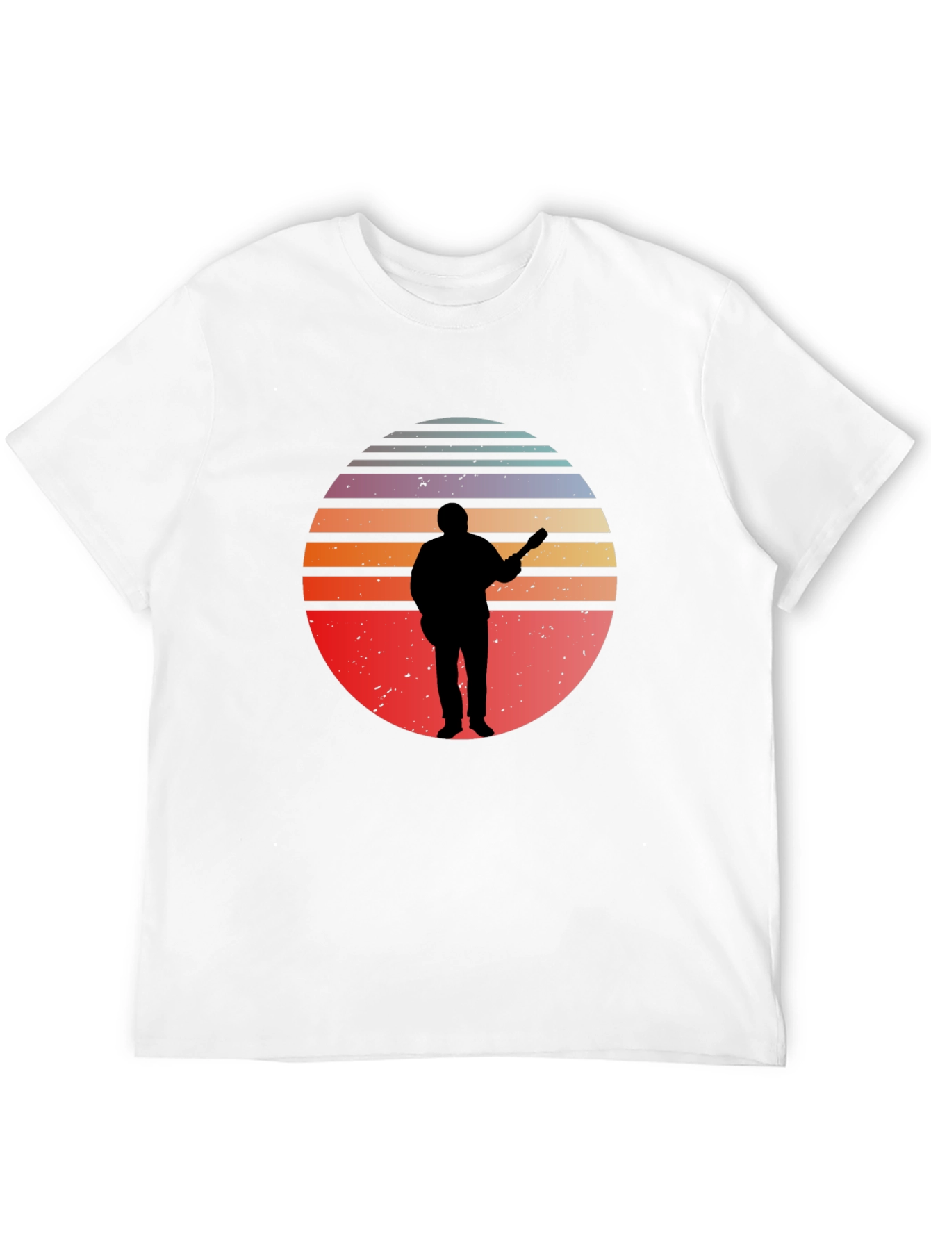Retro Sunset Guitarist Black T-Shirt