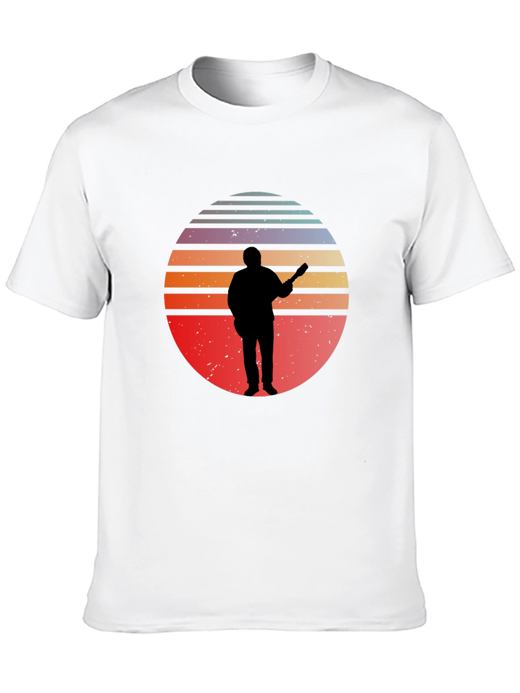 Retro Sunset Guitarist Black T-Shirt