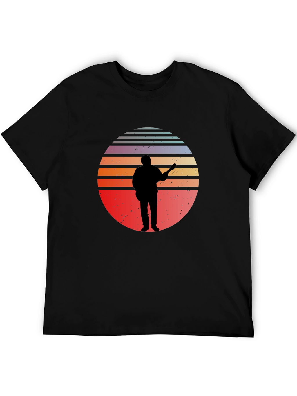 Retro Sunset Guitarist Black T-Shirt