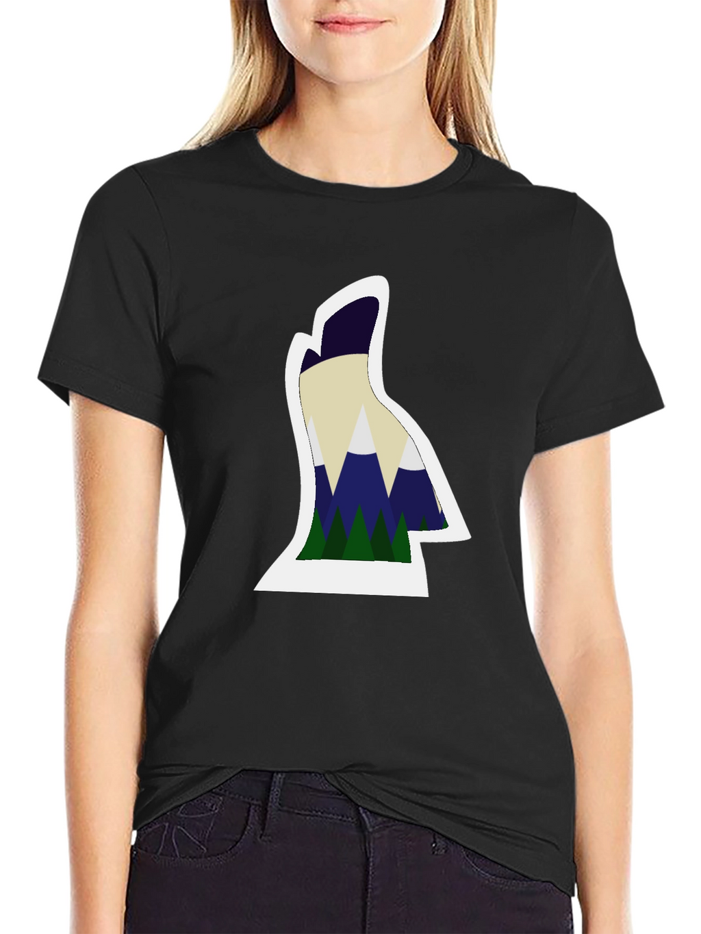 Mountain Silhouette Graphic Tee - Black