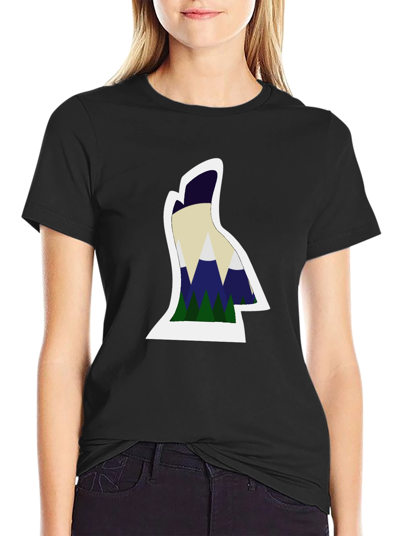 Mountain Silhouette Graphic Tee - Black