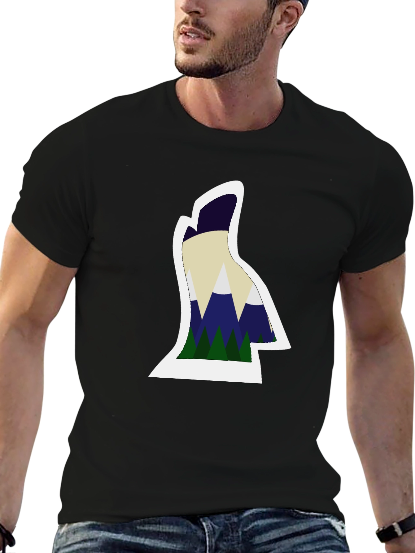 Mountain Silhouette Graphic Tee - Black