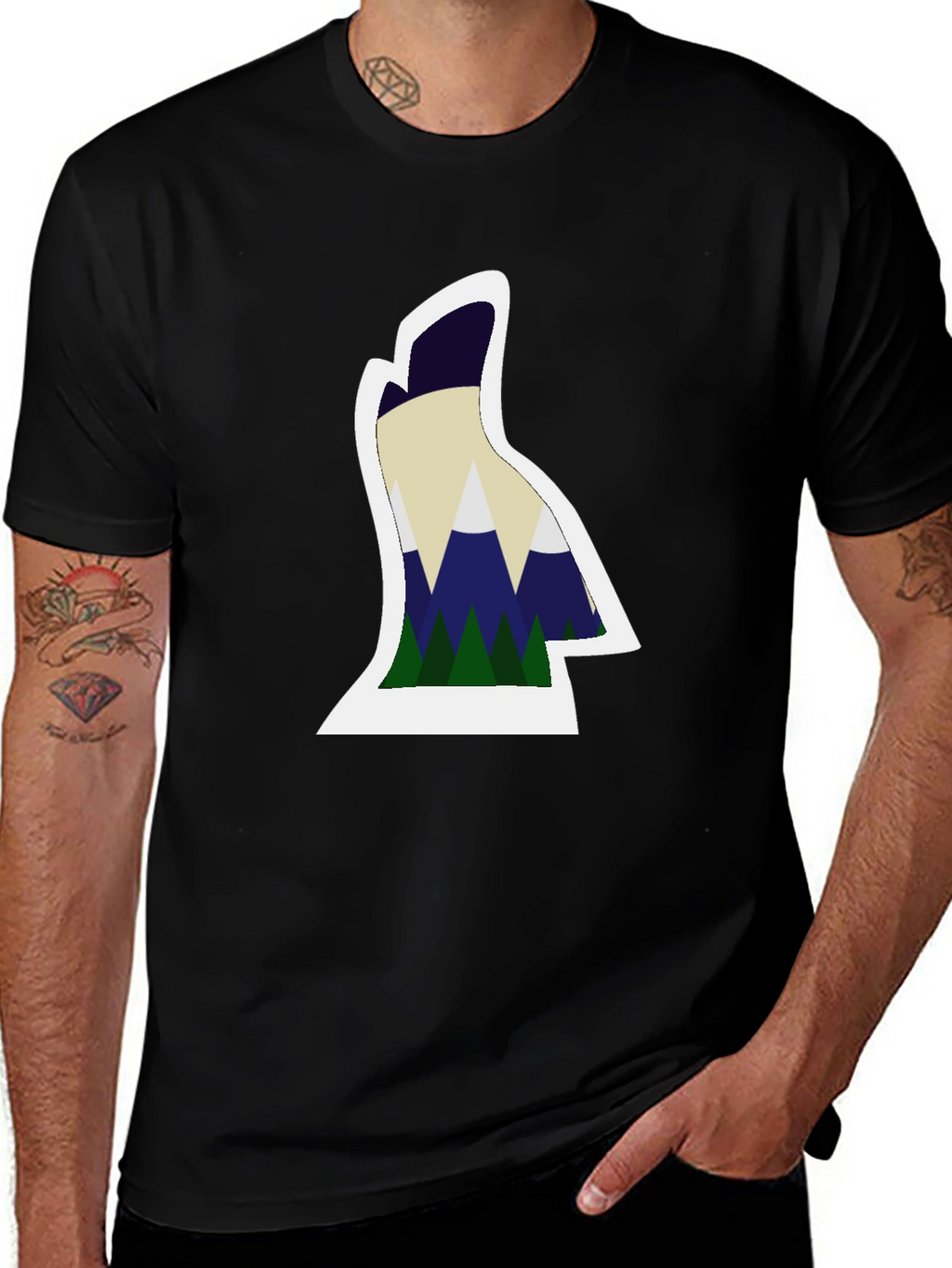 Mountain Silhouette Graphic Tee - Black