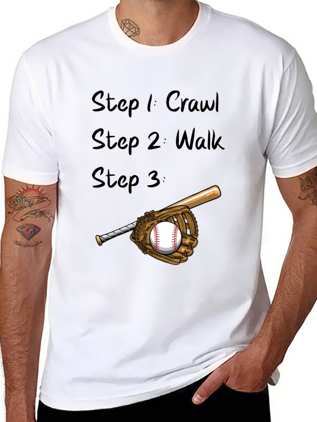 Baseball Steps Mens Black T-Shirt