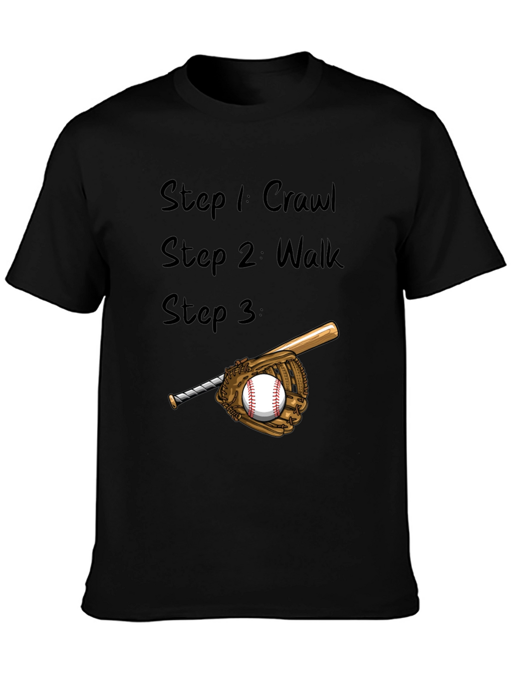 Baseball Steps Mens Black T-Shirt