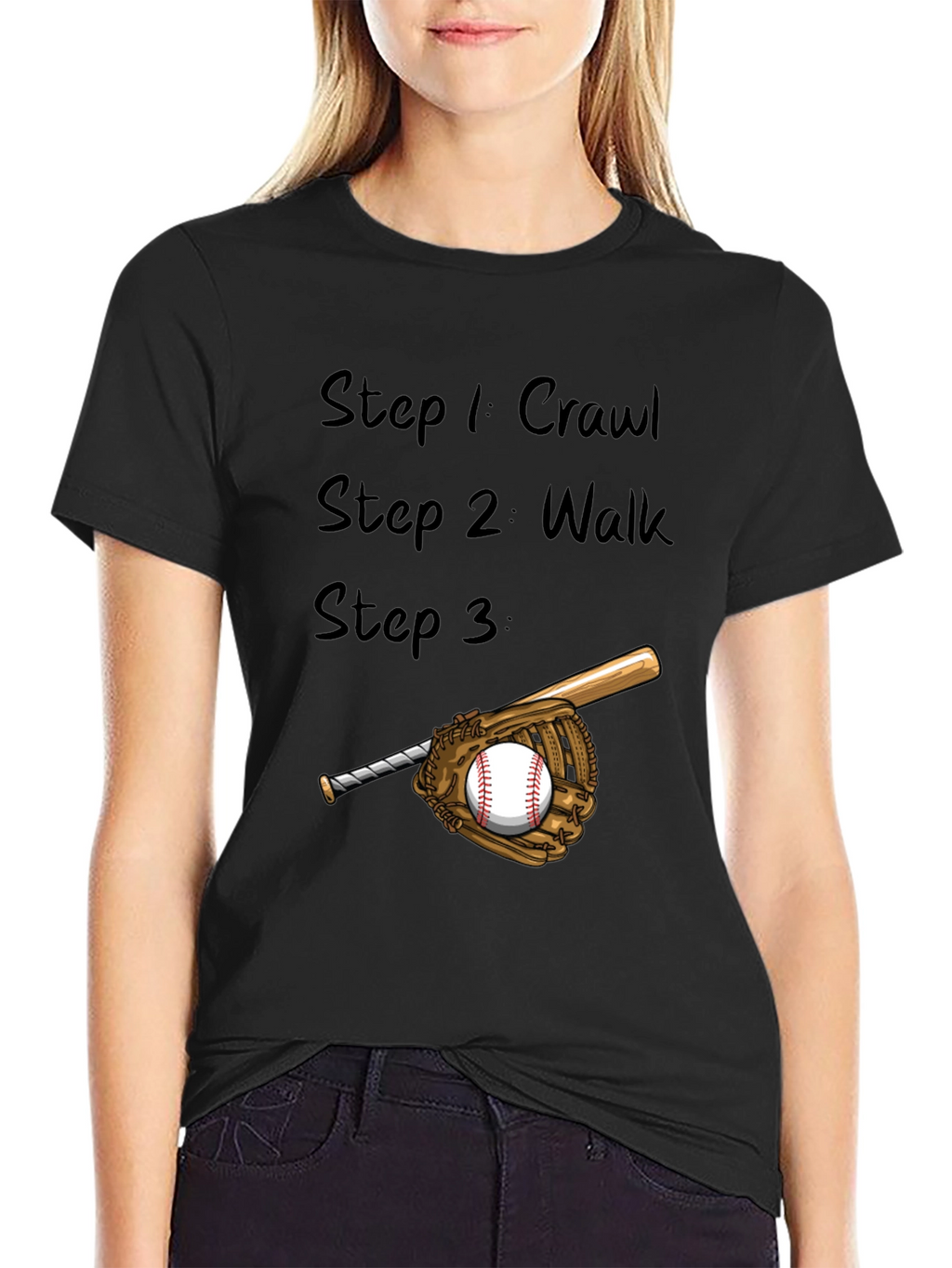 Baseball Steps Mens Black T-Shirt