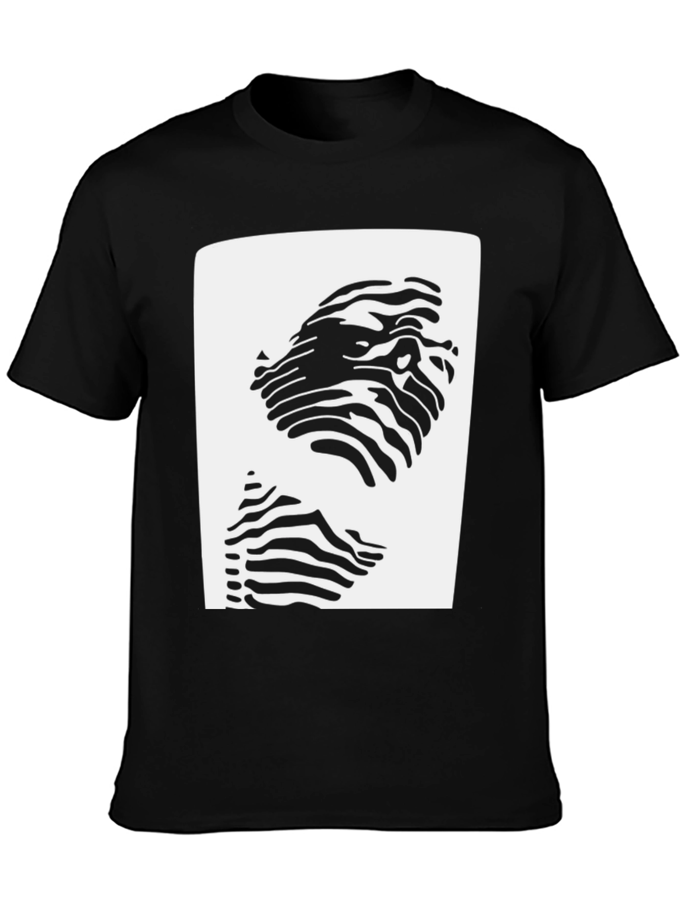 Abstract Zebra Stripe Face Graphic T-Shirt