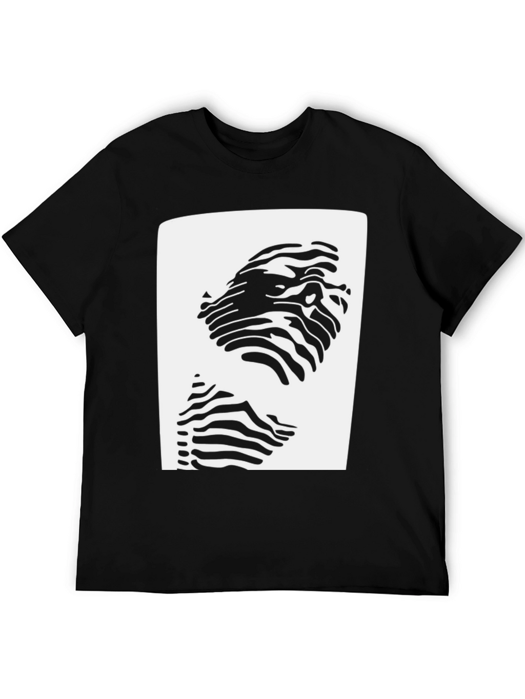 Abstract Zebra Stripe Face Graphic T-Shirt
