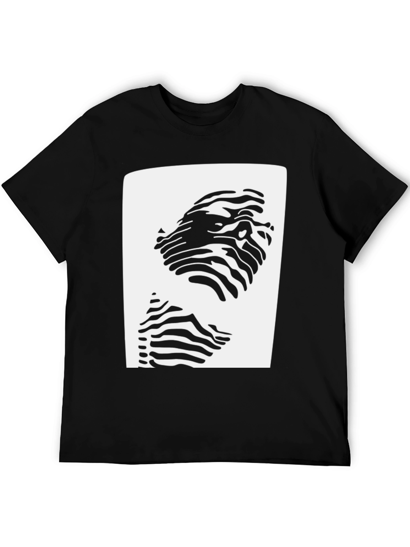 Abstract Zebra Stripe Face Graphic T-Shirt