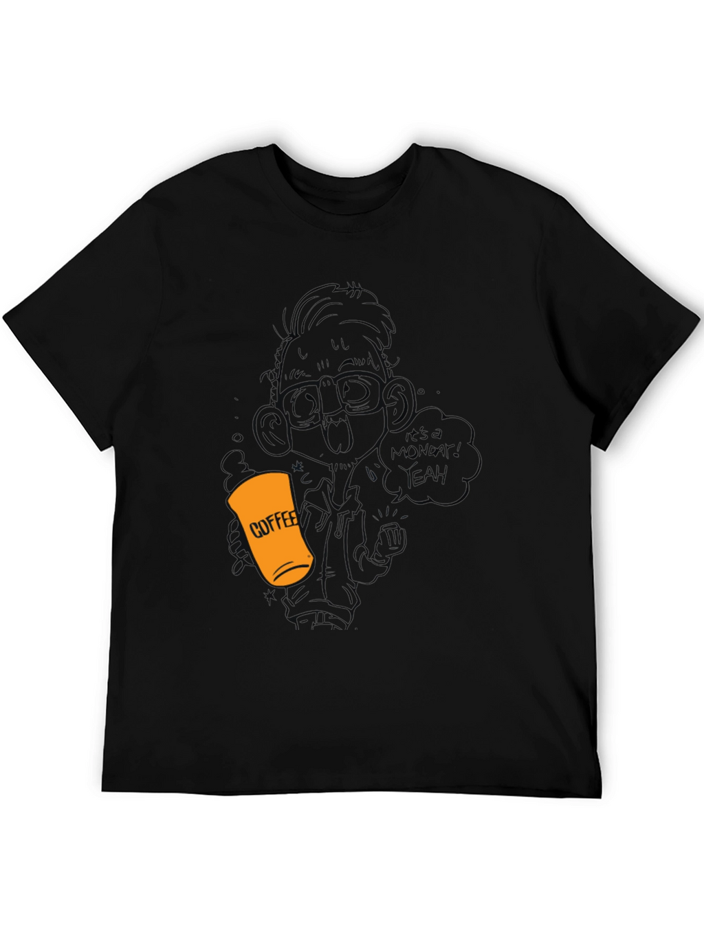 Coffee Monday T-Shirt - Black Crew Neck